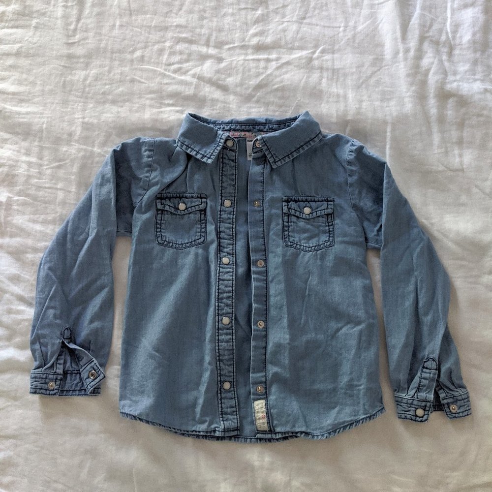 Chambray Pearl-Snap Button Shirt size 6